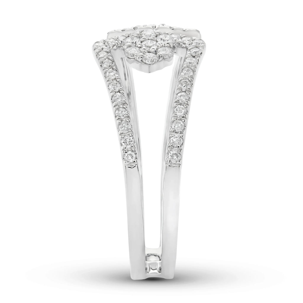 14K White Gold Diamond Fashion Ring, Size 7 I473