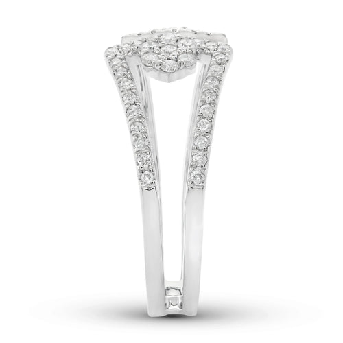 14K White Gold Diamond Fashion Ring, Size 7 I473