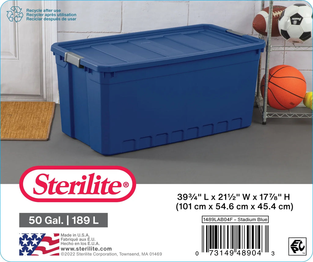 50 Gallon Plastic Stacker Tote, Blue H1245