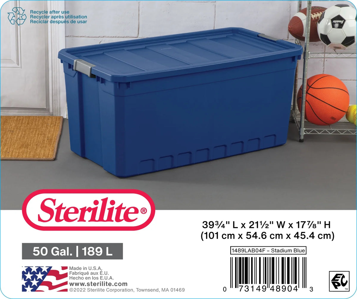 50 Gallon Plastic Stacker Tote, Blue H1245