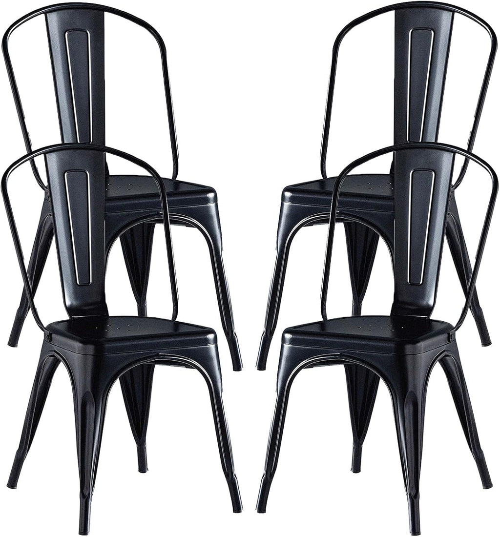 Black Metal Stackable Dining Chairs Set of 4 R992438