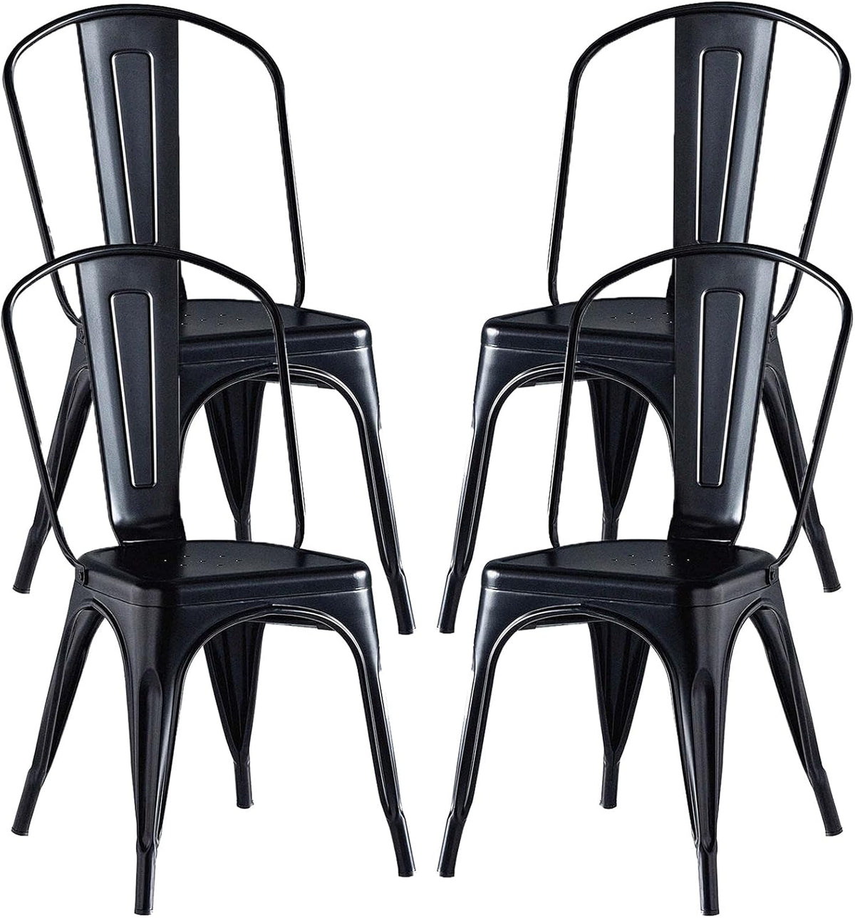 Black Metal Stackable Dining Chairs Set of 4 R992438