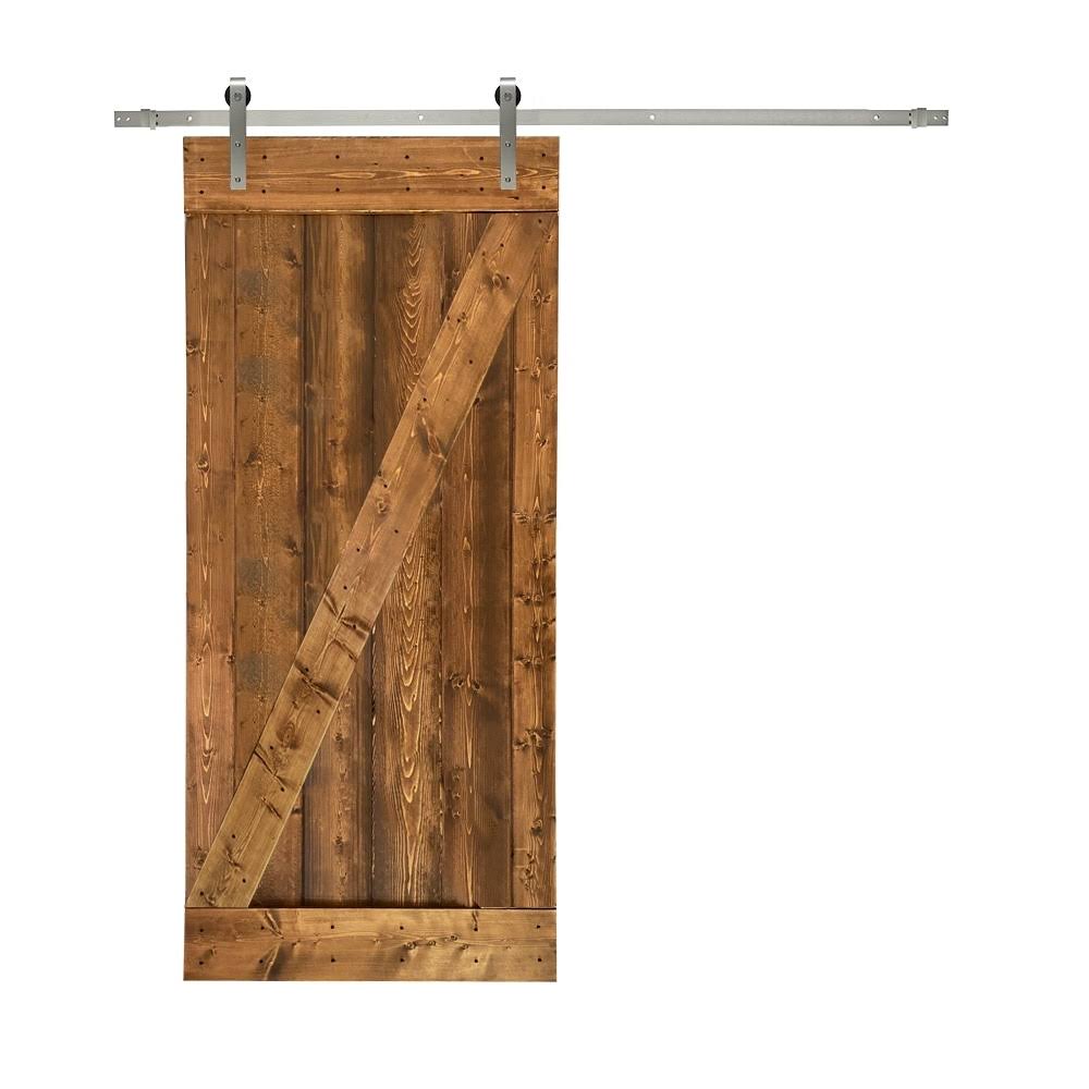 White Stained Wood Interior Sliding Barn Door with Hardware Kit X6729