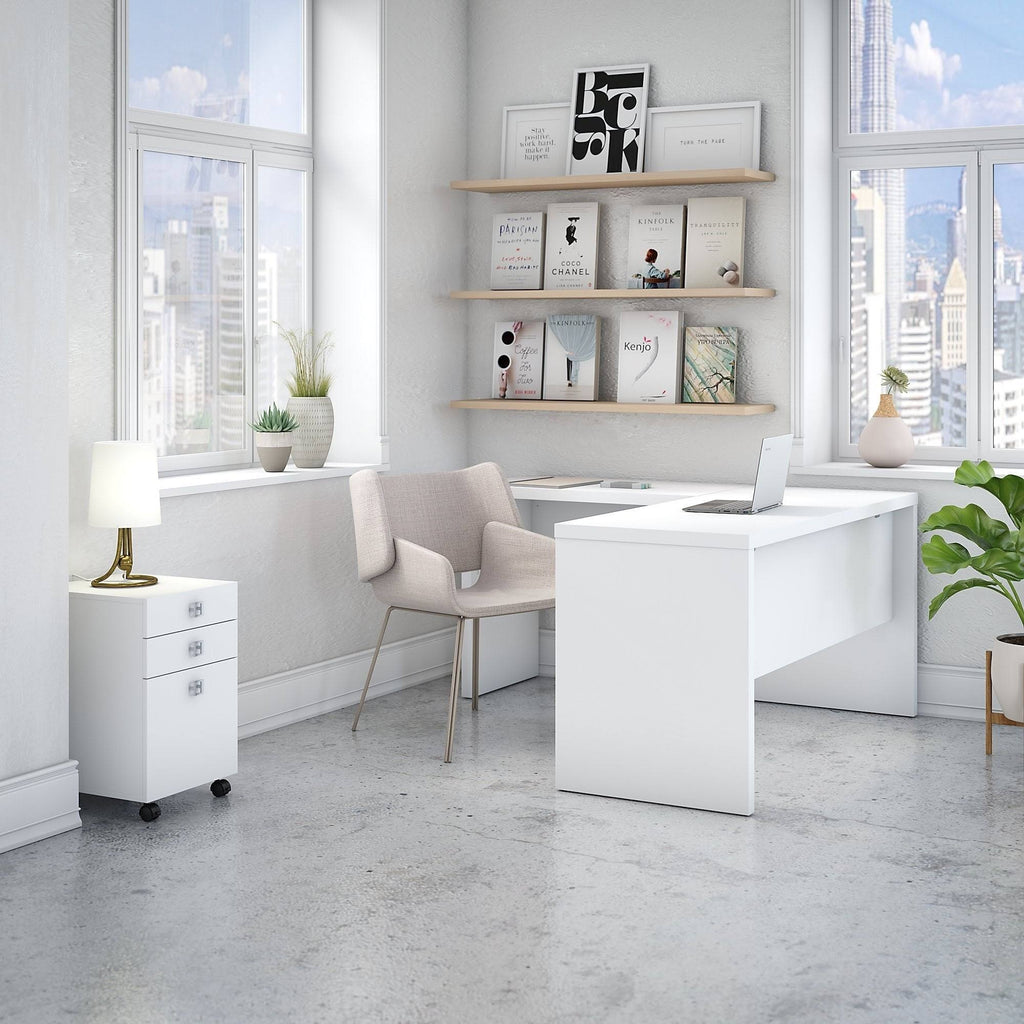 Gray Sand L Shaped Desk with Mobile File Cabinet M754025