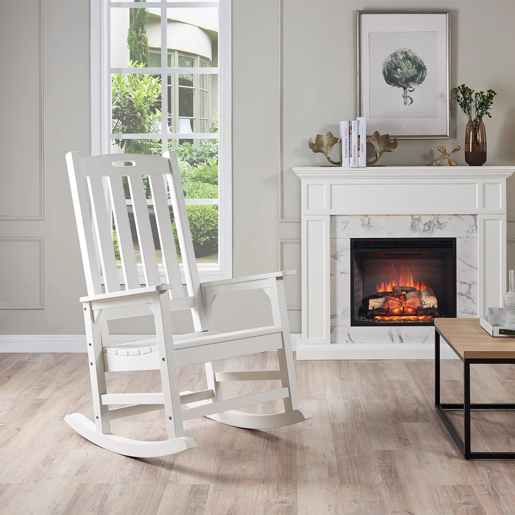 White Poly Lumber Rocking Chair with High Back M159