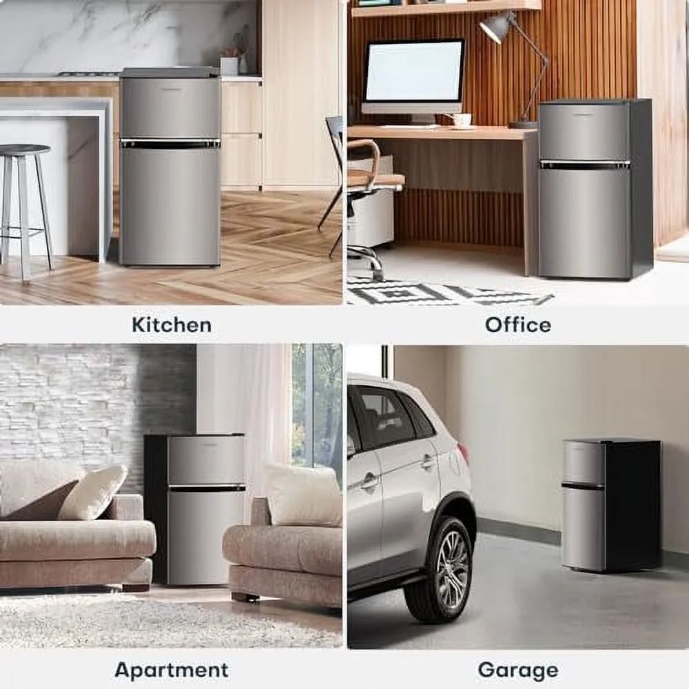 3.2 Cu.Ft Double Door Mini Fridge with Freezer O8463