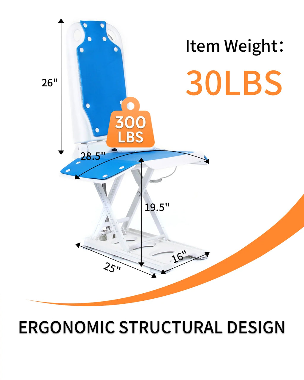 Electric Chair Lift, 300 lbs Weight Limit Q624
