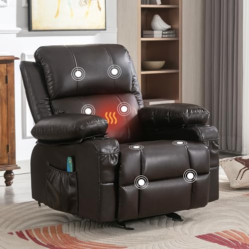 Brown Heated Massage Rocker Recliner Chair with Footrest Z468385