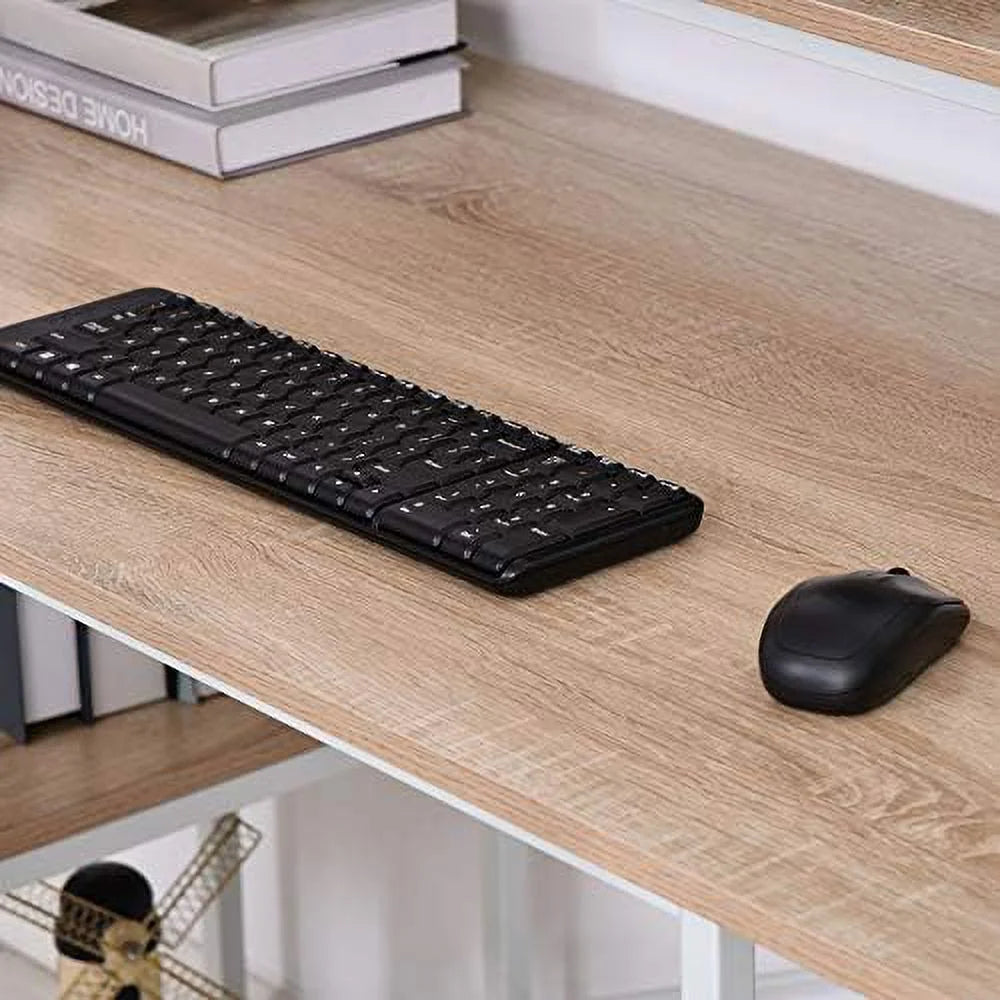 55 Inch Grey Wood Grain Computer Desk with Shelves I61683