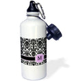 Pink Black and White Damask Pattern 21 oz Sports Water Bottle A49931