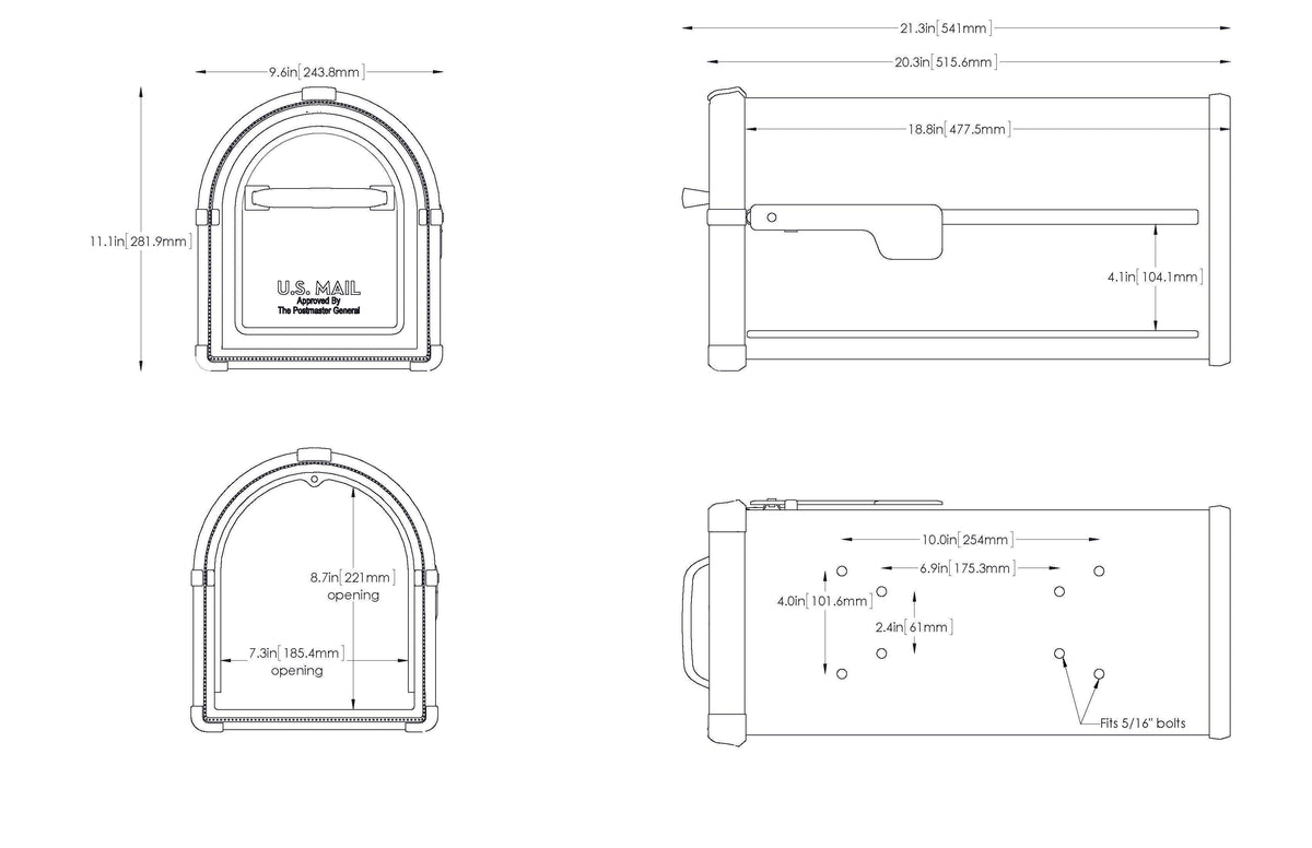 Black Post-Mount Mailbox U3471