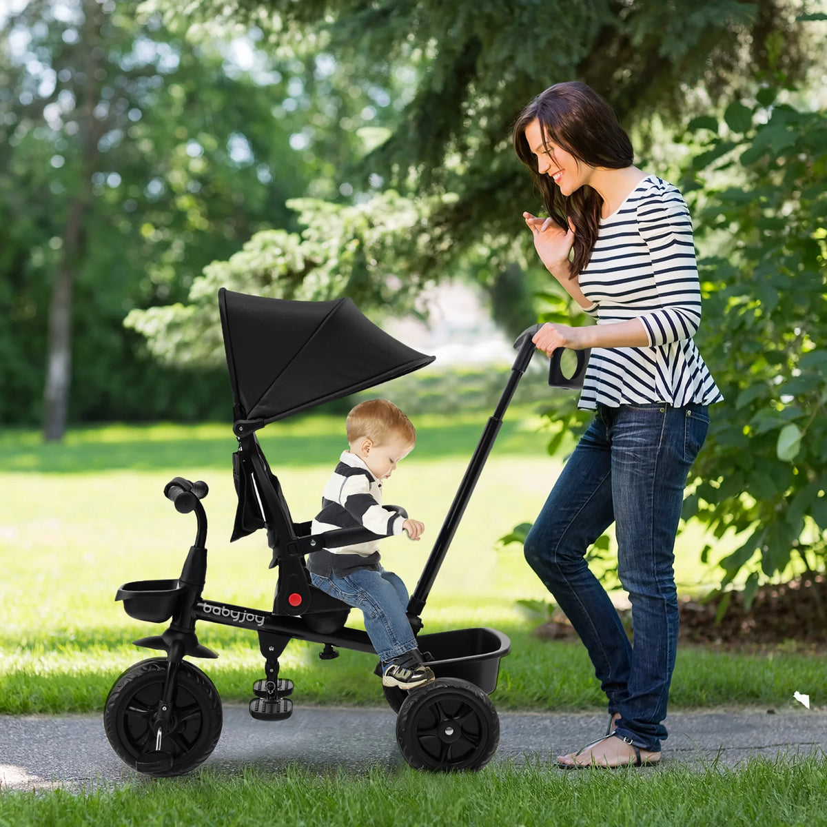 4-in-1 Toddler Tricycle with Adjustable Push Handle G6411