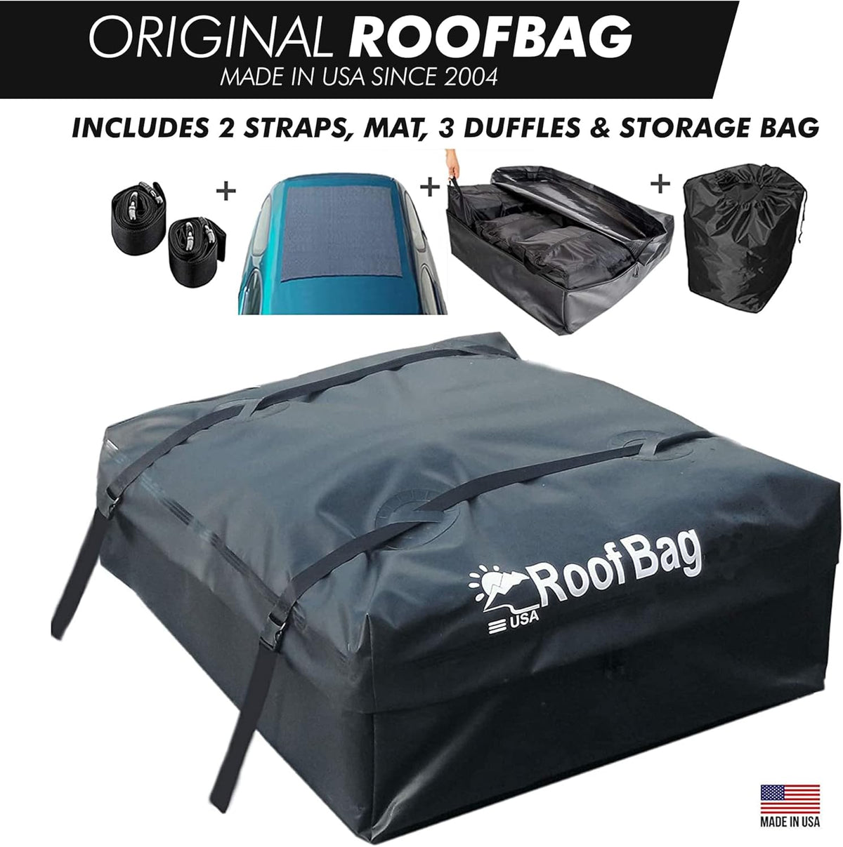 Waterproof Rooftop Cargo Bag with Straps and Storage Bag F80535