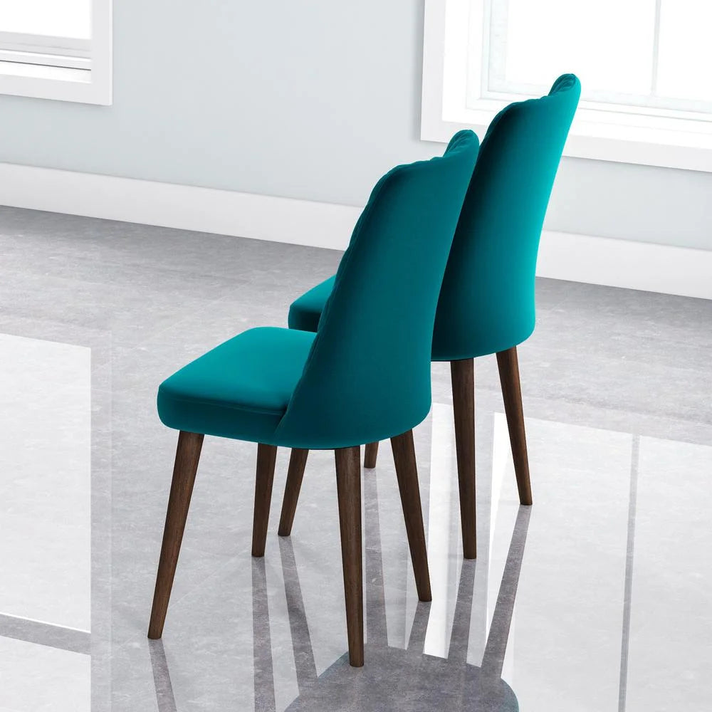 Turquoise Velvet Dining Chair (Set of 2) V376
