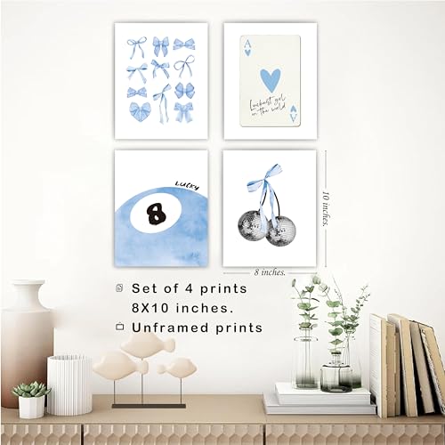 Pink Coquette Preppy Wall Art Prints Set of 4 D319112