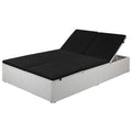 2-Person Double Sun Lounger Daybed with Cushion Adjustable Backrests Poly Rattan Brown F3236