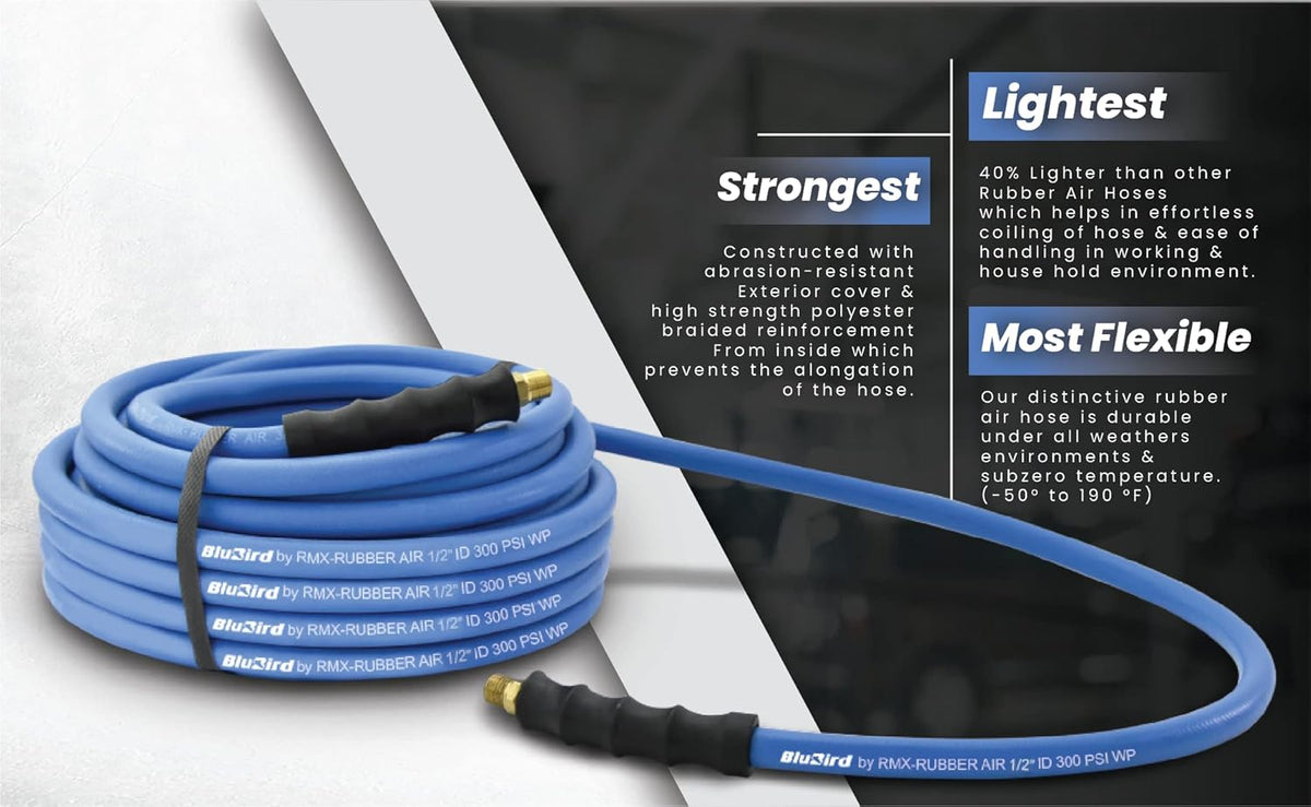 Rubber Air Hose, 300 PSI, Pack of 2 N68400