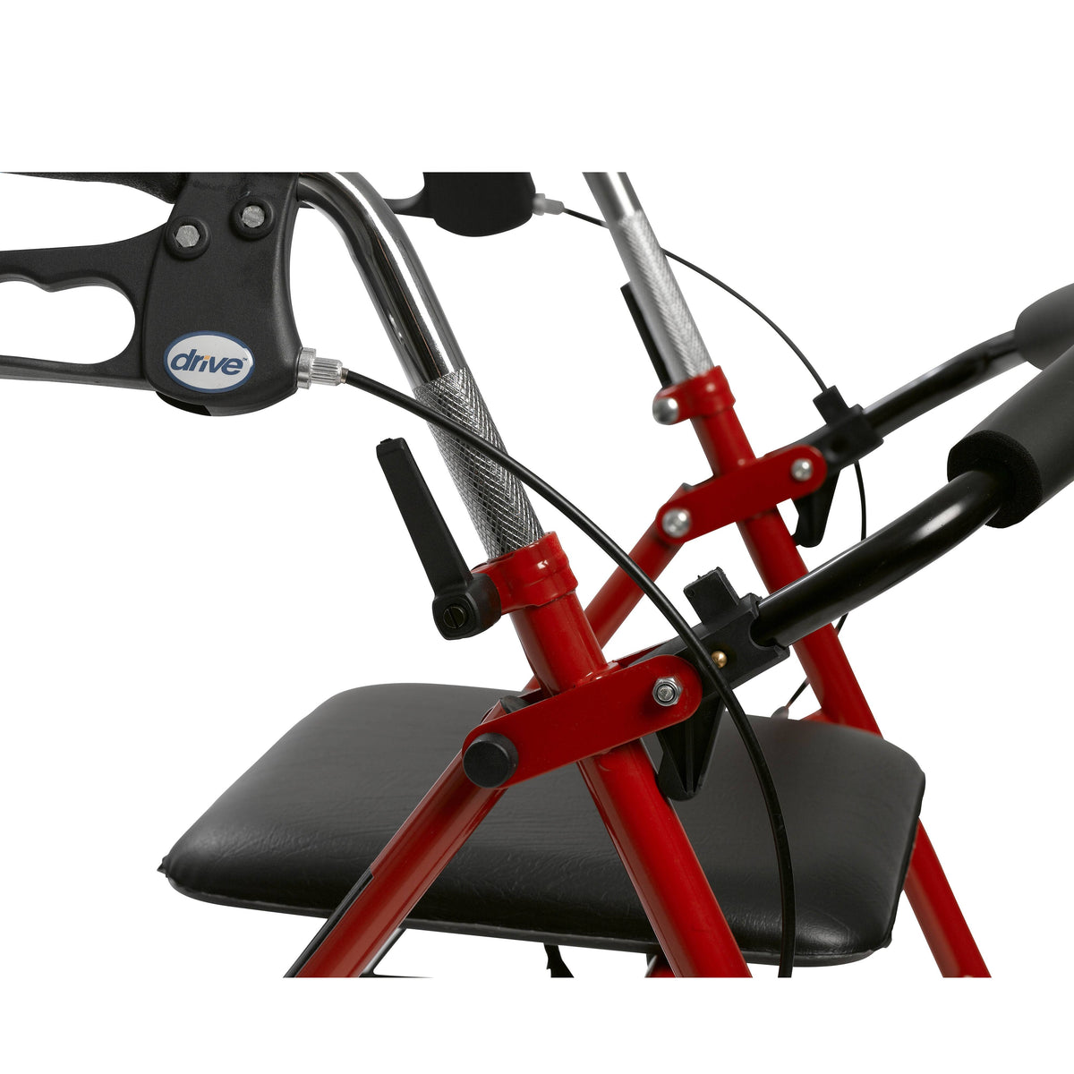 Red Four Wheel Rollator Walker with Fold Up Removable Back Support V9553