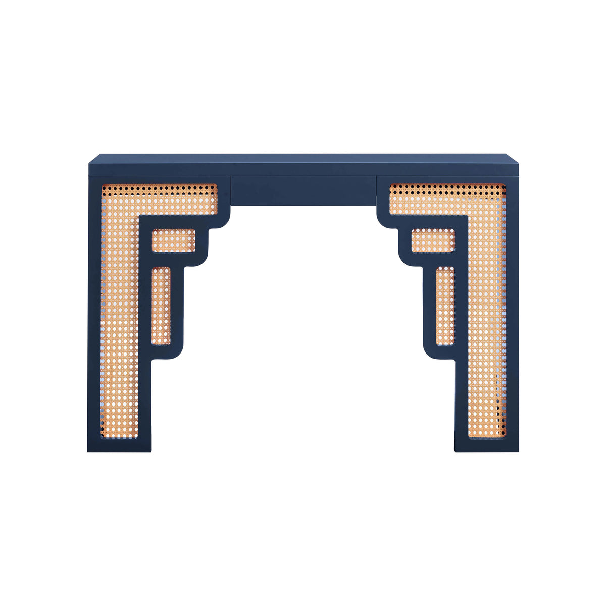 Navy Rattan Console Table A11427