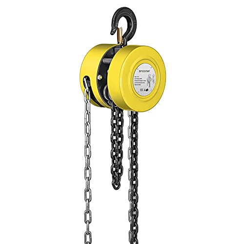 Black Hand Chain Hoist 1 Ton 2200 Lbs Capacity 10 Feet with 2 Heavy Duty Hooks K761914