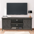 Black Grey Farmhouse TV Stand with Sliding Barn Doors O970