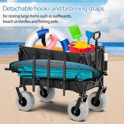 Heavy Duty Collapsible Wagon with All-Terrain 9" Pneumatic Tires and Detachable Cooler P854127