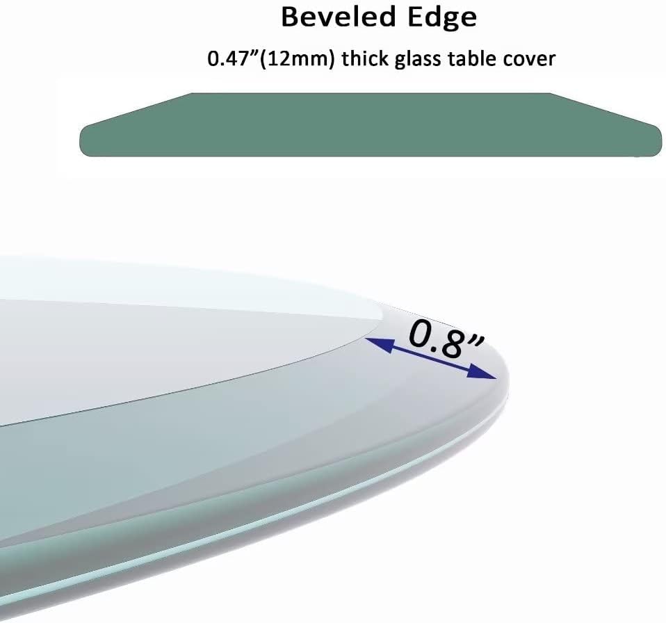 24 Inch Round Tempered Glass Table Top Clear 1/2 Inch Thick Beveled Polished Edge E574038