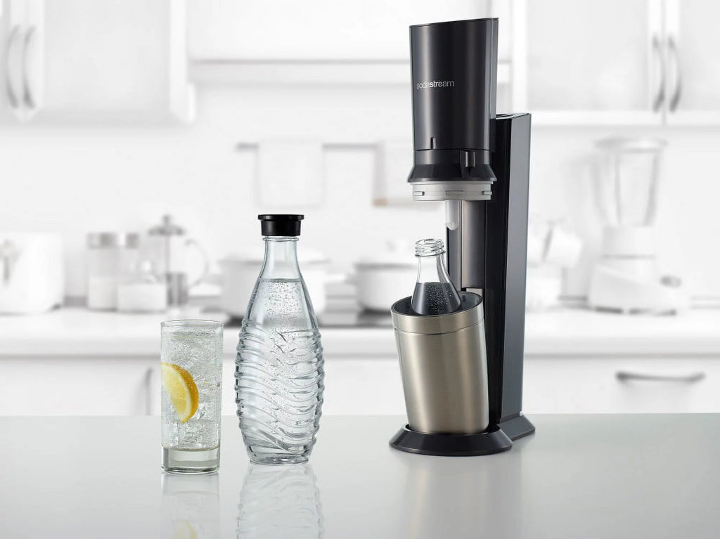 Black Sparkling Water Maker with Co2 and Glass Carafes U25753