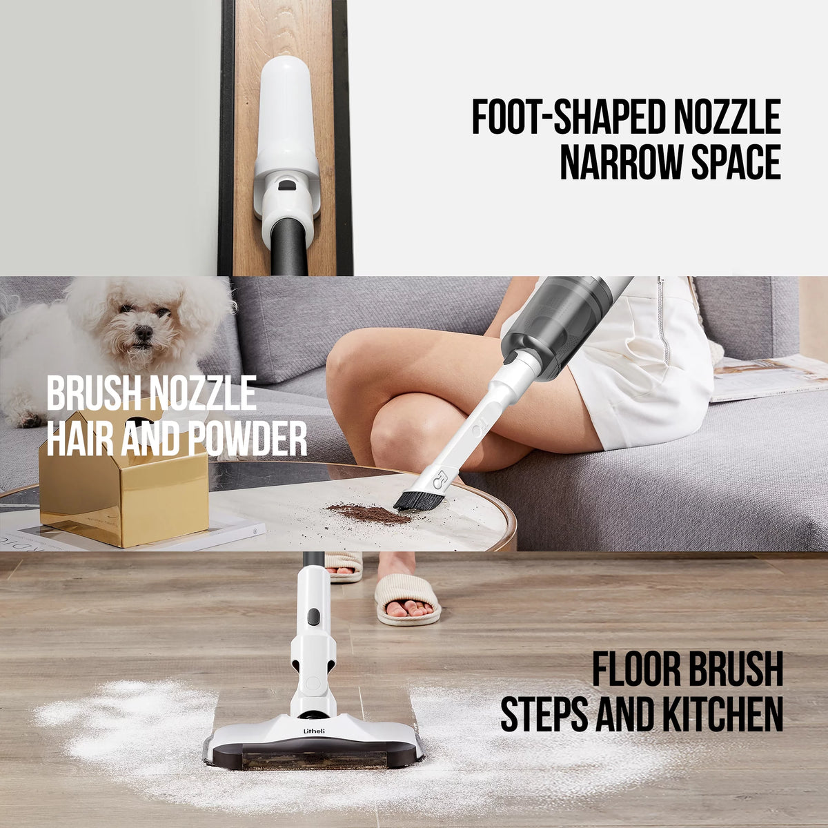 6-In-1 Cordless Vacuum Cleaner with 4Ah Battery White U7445