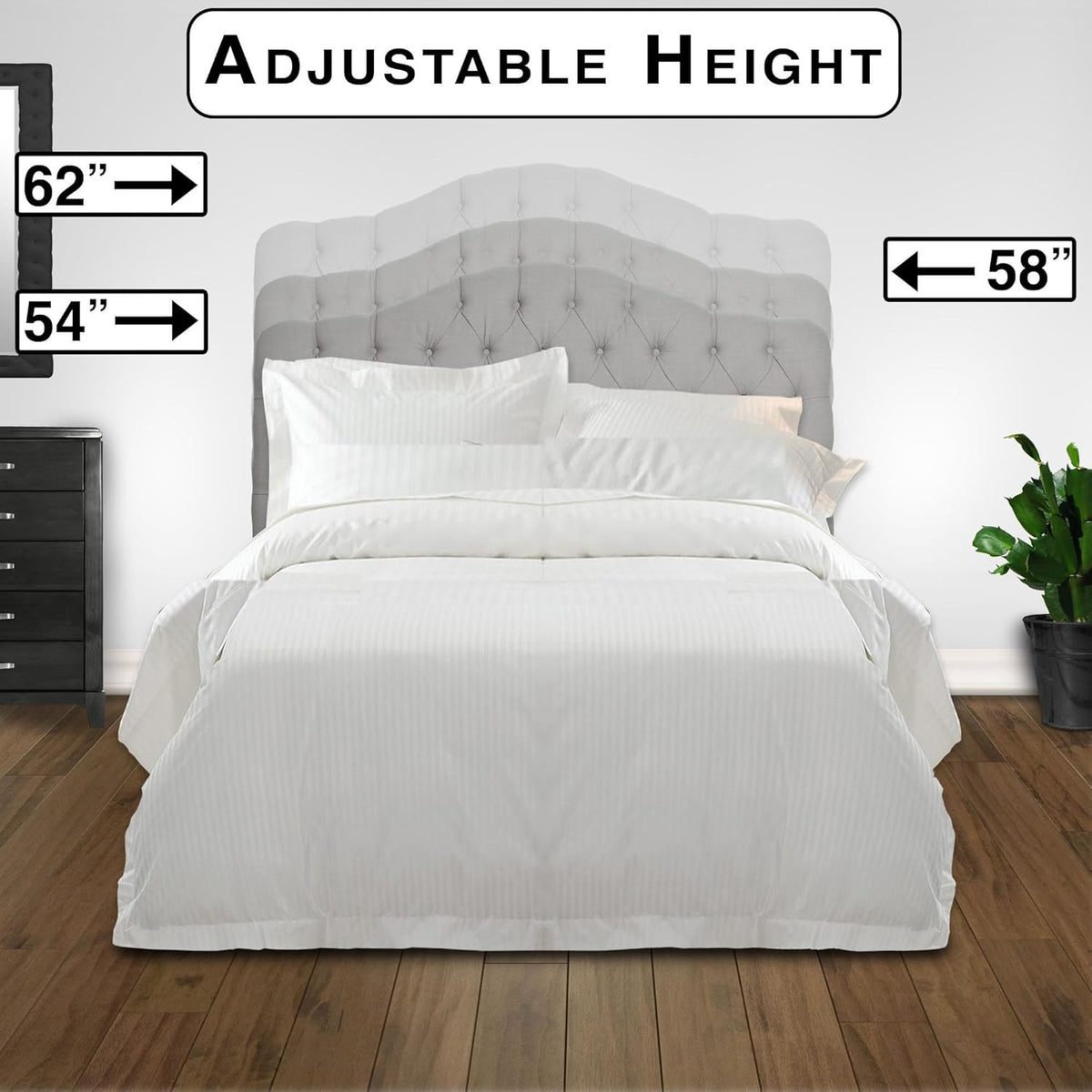 Upholstered Adjustable Headboard Panel with Solid Wood Frame and Button-Tufted Design - Putty Finish - Twin A592