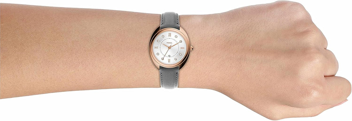 Rose Gold Grey Quartz Stainless Steel and Eco-Leather Three-Hand Watch S2955
