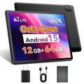 Android 15 Tablet with SIM Card Slot, 4G Cellular, Octa-Core, 12GB+64GB, 2TB Expandable, Dual Cameras, WiFi, BT5.0, GPS, Protective Case E306340