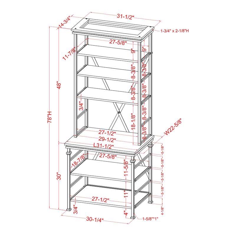 Industrial Metal 6-Shelf Bookcase Z956