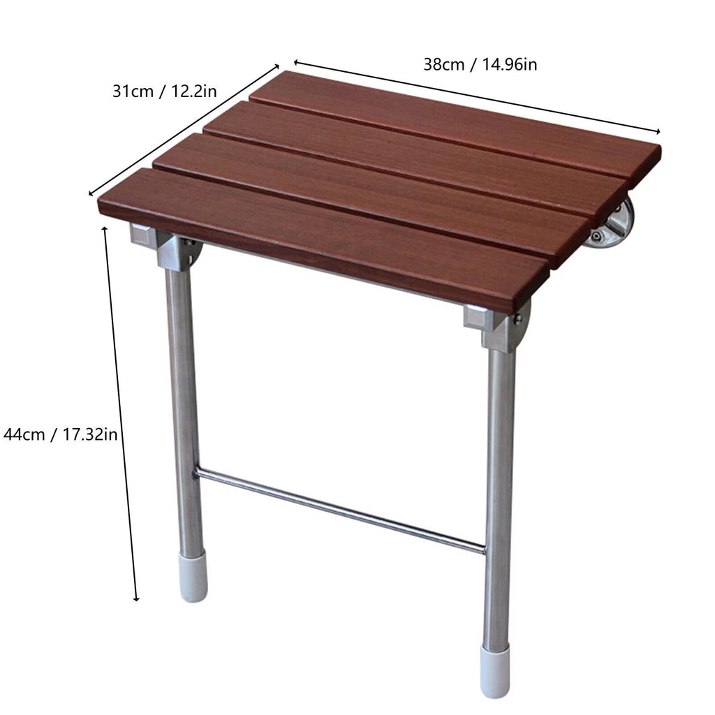 Folding Shower Seat Wall Mounted Wood Bathroom Bench P3423