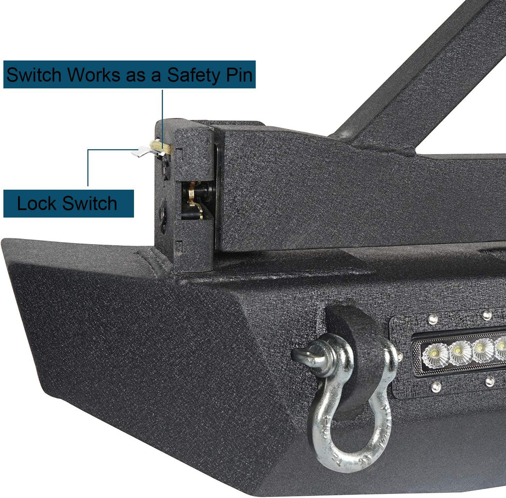 Rear Bumper with Spare Tire Carrier & Receiver Hitch & 2x LED Floodlights Y180909