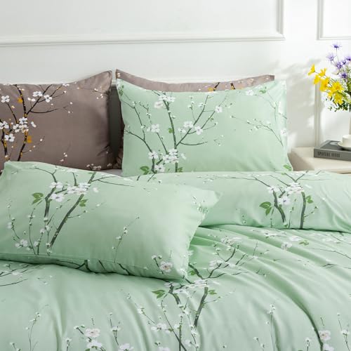 Queen Fluffy Soft Microfiber Floral Comforter Set with 2 Pillowcases R4489