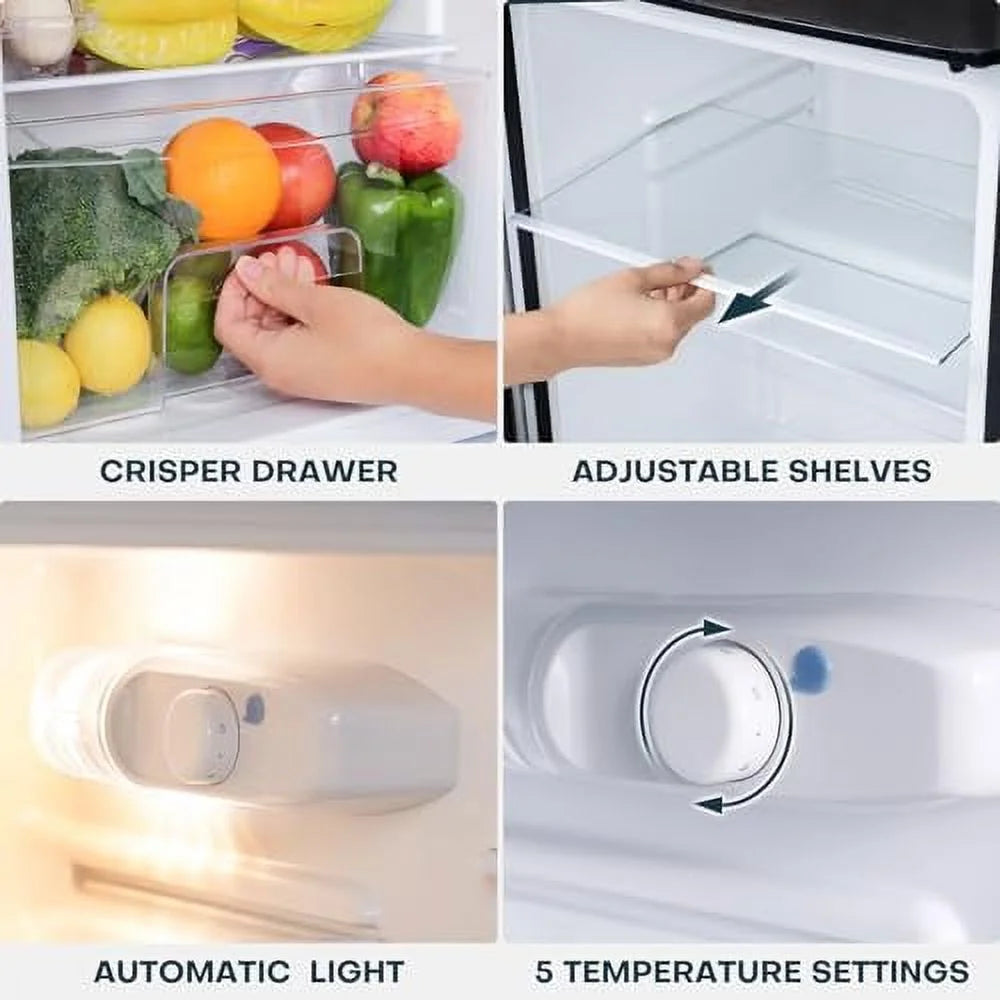 3.2 Cu.Ft Double Door Mini Fridge with Freezer O8463