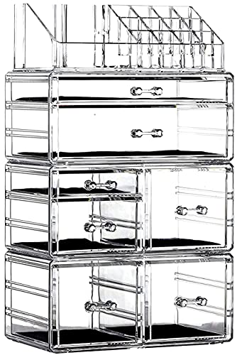 Large Clear Makeup Organizer with 8 Drawers, Set of 3 A92185