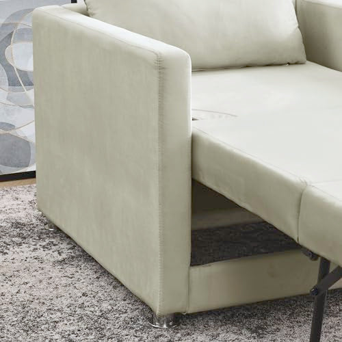 Beige Convertible Sleeper Chair with Ottoman U7716