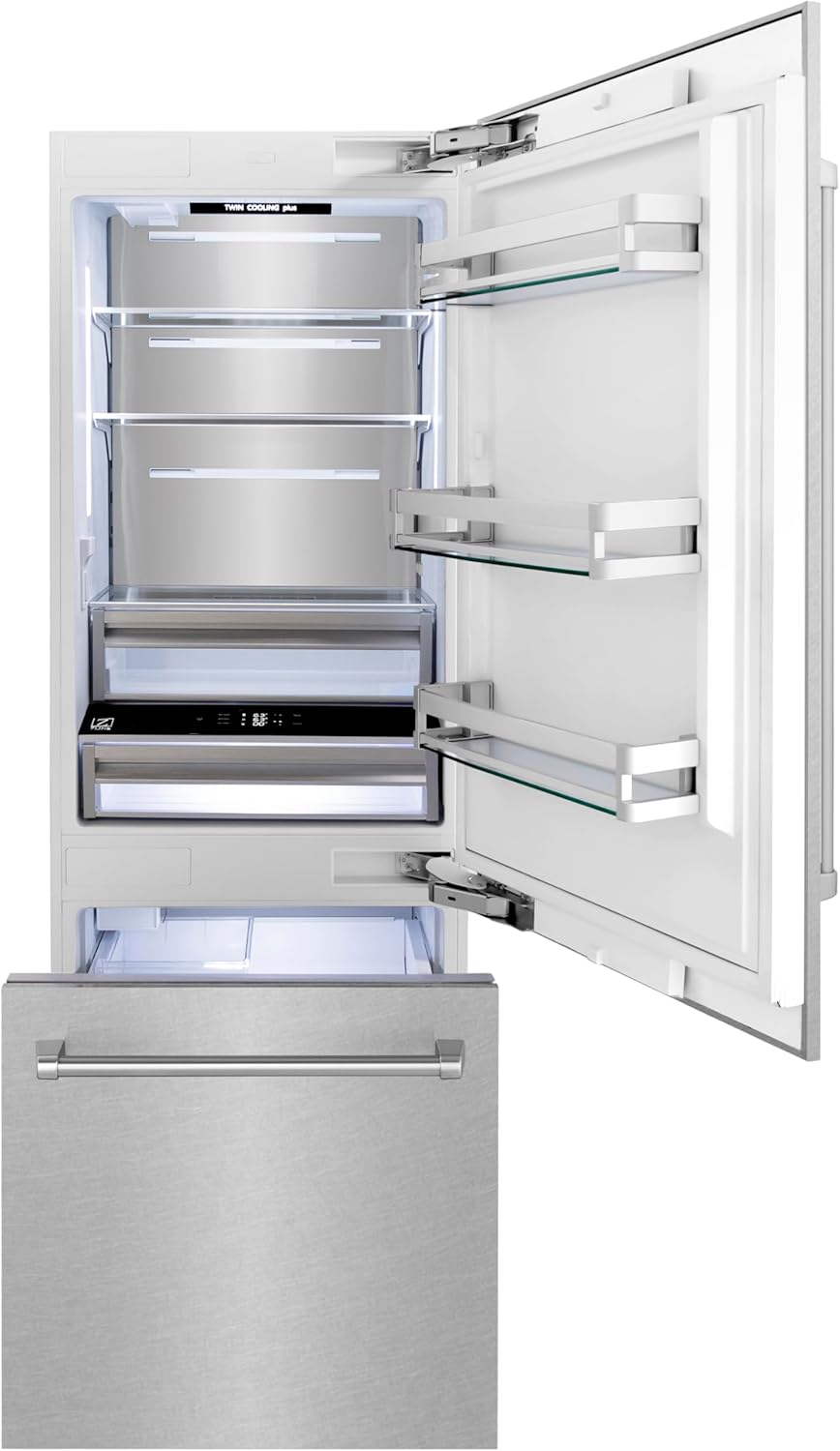 30" 16.1 cu. ft. Built-In 2-Door Bottom Freezer Refrigerator in Fingerprint Resistant Stainless Steel M89455
