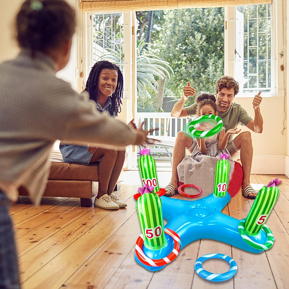 Inflatable Cactus Ring Toss Party Game with 4 Rings R7315