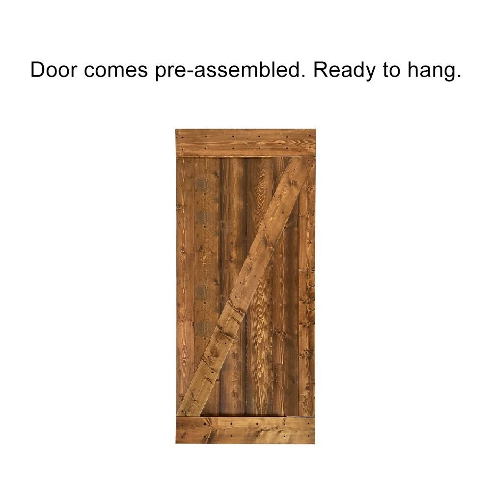 White Stained Wood Interior Sliding Barn Door with Hardware Kit X6729
