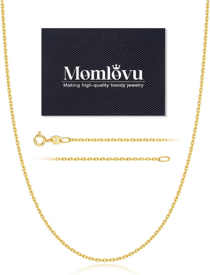 Solid 18k Gold Over 925 Sterling Silver Chain Necklace U818501