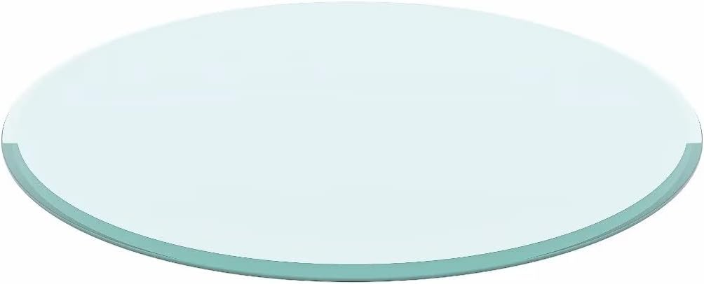 24 Inch Round Tempered Glass Table Top Clear 1/2 Inch Thick Beveled Polished Edge E574038