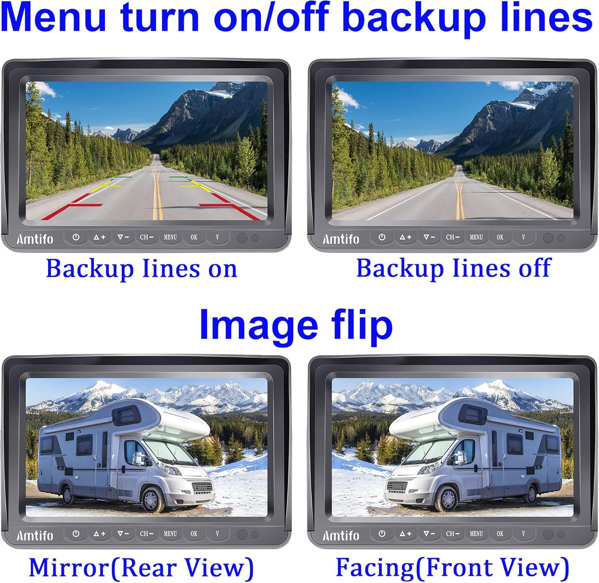 Wireless Backup Camera HD 1080P 2 Rear View Cameras 7 Inch DVR Monitor System C47145