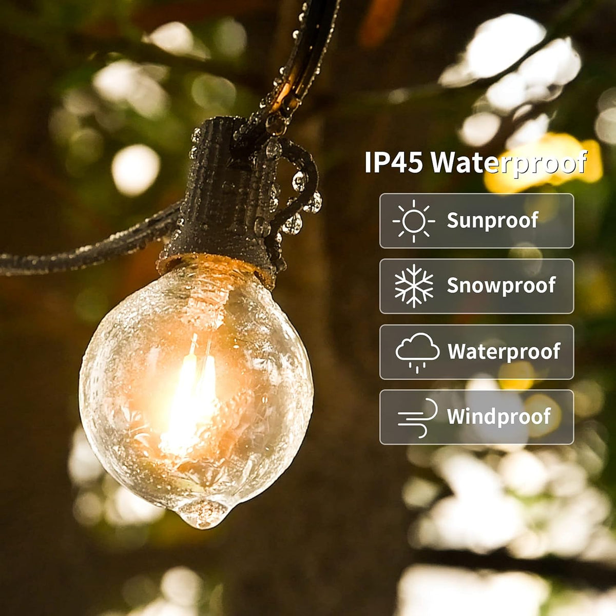 100ft Dimmable Waterproof Globe String Lights J6456