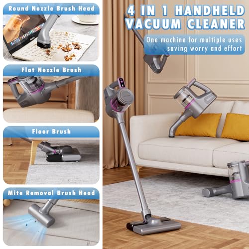 Cordless Stick Vacuum Cleaner with LED Display, 2000mAh Battery, Anti Hair Wrap D9984