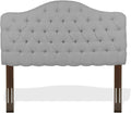 Upholstered Adjustable Headboard Panel with Solid Wood Frame and Button-Tufted Design - Putty Finish - Twin A592