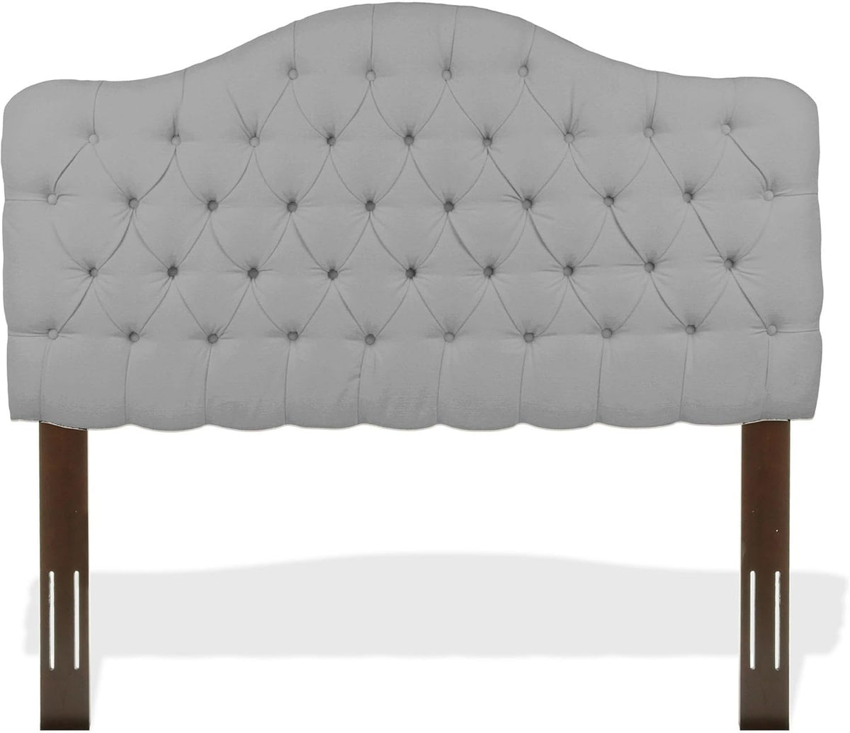 Upholstered Adjustable Headboard Panel with Solid Wood Frame and Button-Tufted Design - Putty Finish - Twin A592