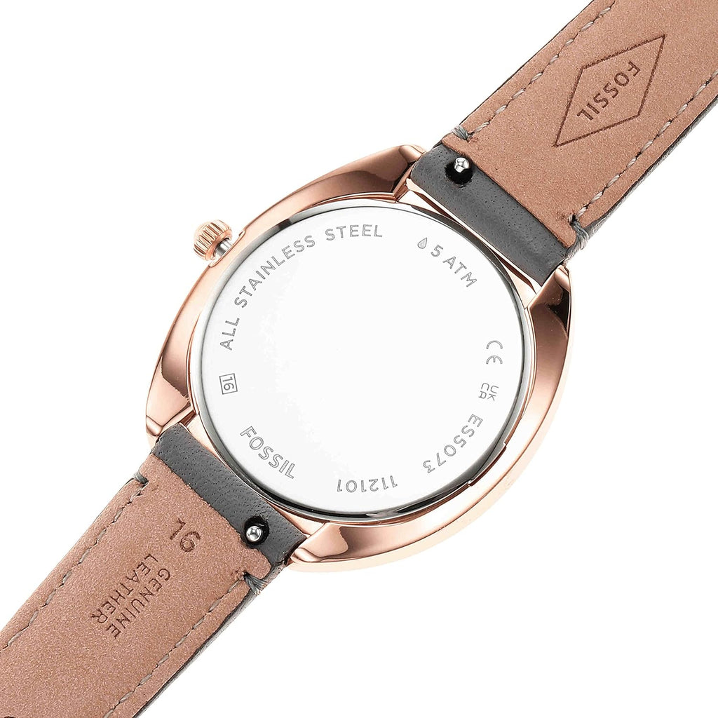 Rose Gold Grey Quartz Stainless Steel and Eco-Leather Three-Hand Watch S2955